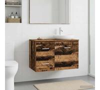 YunCangg Armario de baño de madera de roble Artisan, 30 x 44,5 x 50 cm, con 2 cajones, tiradores plateados, armario de baño moderno, espacio de almacenamiento para invitados, inodoro y lavabo