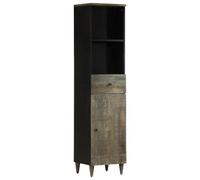 YunCangg Armario de baño de madera maciza de mango 38 x 33 x 160 cm con patrón tallado a mano, espacio de almacenamiento para inodoro y lavadero, ahorra espacio de pie o colgante, estantería de baño