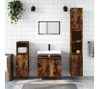 YunCangg Armario de baño de roble ahumado, 58 x 33 x 60 cm, material de madera con patas de hierro, mucho espacio de almacenamiento, ahorra espacio y es estable, ideal para muebles de baño, lavabo