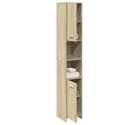 YunCangg Armario de baño de roble Sonoma, material de madera, 30 x 30 x 183,5 cm, espacio de almacenamiento, armario alto, mueble de baño, ahorro de espacio, colgante de pie para inodoro