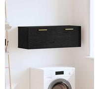 YunCangg Armario de pared con aspecto de roble negro, 100 x 36,5 x 35 cm, con puerta y tiradores en D, para salón, dormitorio, oficina, pasillo, espacio de almacenamiento