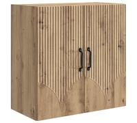 YunCangg Armario de pared de roble Artisan, 59 x 31 x 60 cm, con 2 puertas, 1 estante, tiradores de metal, montado en la pared para salón, dormitorio, oficina, espacio de almacenamiento y solución