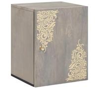 YunCangg Armario de pared montado en la pared gris de madera maciza de mango 38 x 33 x 48 cm con botones de latón y puerta a ras de la superficie para cuarto de baño espacio de almacenamiento y
