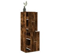 YunCangg Armario farmacéutico de madera de roble ahumado, 40 x 41 x 144,5 cm con 4 cajones, espacio de almacenamiento, cómoda, armario auxiliar para salón, oficina, cocina, armario versátil con