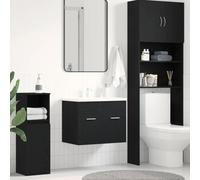 YunCangg Armario para debajo del lavabo (aspecto de roble negro, 60 x 38,5 x 46 cm), mueble de baño con espacio de almacenamiento y cajón, ahorra espacio, de pie y colgante para lavadero y inodoro