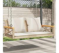 YunCangg Banco colgante con cojín, color beige, 109 x 62 x 40 cm, polirratán, acero recubierto de polvo, resistente a la intemperie, con respaldo y reposabrazos para balcón, terraza, jardín