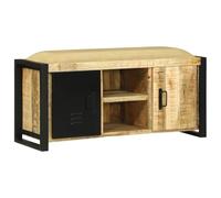 YunCangg Banco de madera maciza de mango marrón 100 x 35 x 50 cm con espacio de almacenamiento y asiento, banco con baúl para pasillo, salón, dormitorio, perchero con tapa y compartimento de