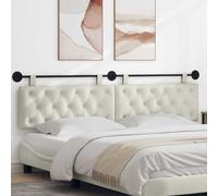 YunCangg Cabecero colgante con luz LED de terciopelo crema, 210 x 55 x 7 cm, cabecero tapizado con respaldo, montaje en pared para dormitorio, habitación de invitados, cama doble, cómoda solución de