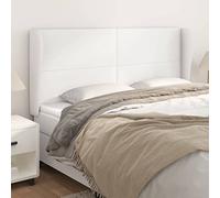 YunCangg Cabecero con orejas de piel sintética, color blanco, 183 x 23 x 118/128 cm, altura regulable, independiente, cabecero tapizado estable, para dormitorio, cama doble y habitación de invitados