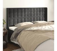 YunCangg Cabecero con orejas de terciopelo gris oscuro, 183 x 16 x 118/128 cm, cabecero tapizado independiente para dormitorio, cama doble, cojín de lectura