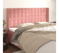 YunCangg Cabecero con orejas de terciopelo rosa, 183 x 16 x 118 - 128 cm, independiente, altura regulable, cabecero tapizado para cama doble, dormitorio, habitación de invitados, con respaldo y