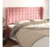 YunCangg Cabecero con orejas de terciopelo rosa 183 x 23 x 118/128 cm independiente, altura ajustable, cabecero tapizado para cama doble y cama individual, respaldo y cojín de lectura, accesorio para