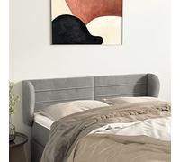 YunCangg Cabecero con orejas gris claro terciopelo 147 x 23 x 78/88 cm independiente, altura ajustable, cabecero tapizado con respaldo para dormitorio, habitación de invitados, cama doble, cama