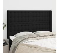 YunCangg Cabecero con orejas, tejido negro, 147 x 16 x 118/128 cm, independiente, altura regulable, cabecero tapizado para dormitorio, cama doble, soporte para la espalda, cómodo cojín para apoyarse y
