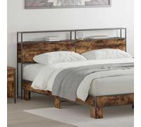 YunCangg Cabecero de almacenamiento de madera de roble ahumado con estante integrado y base de carga, 183 x 98 x 15 cm, rectangular, para dormitorio, cama doble, cama individual, diseño moderno, marco