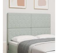 YunCangg Cabecero de cama de terciopelo gris claro de 160 cm con marco de madera, 2 opciones de altura ajustable, cabecero tapizado para dormitorio, cama doble y somier, soporte de espalda y versátil