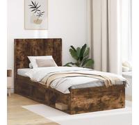 YunCangg Cabecero de madera de roble ahumado, 105 x 7 x 100 cm, diseño vertical de lamas, montaje en bastidor de cama, cabecero estable para dormitorio y habitación de invitados