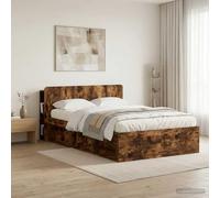 YunCangg Cabecero de madera de roble ahumado, 135 x 18,5 x 80 cm, con gran espacio de almacenamiento y fijación a la pared, versátil para dormitorio, habitación de invitados y cama de matrimonio