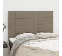 YunCangg Cabecero de tela gris topo, 144 x 5 x 118 - 128 cm, altura regulable con patas de madera, cabecero tapizado para cama doble y individual, independiente o montado en la pared