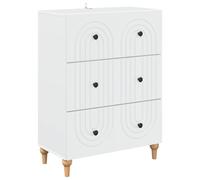 YunCangg Cajonera blanca de madera 66 x 34,5 x 90 cm con 3 cajones, espacio de almacenamiento versátil para salón, oficina, pasillo, dormitorio, práctico almacenamiento y organización