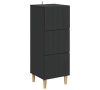 YunCangg Cajonera negra de madera 33 x 34,5 x 90 cm con 3 cajones para salón, dormitorio, oficina, espacio de almacenamiento y orden