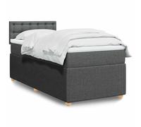 YunCangg Cama con cabecero y colchón gris oscuro 90 x 190 cm tela de poliéster, somier, soporte de colchón suave, marco de cama estable, cómodo confort para dormir para noches de descanso