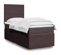 YunCangg Cama con somier con colchón, 90 x 190 cm, color marrón oscuro, estructura de cama, cabecero de lamas, zona de descanso cómoda para noches de descanso y apoyo óptimo