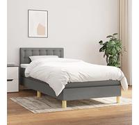 YunCangg Cama con somier con colchón, color gris oscuro, 90 x 200 cm, tejido ajustable, colchón de muelles ensacados, funda de tela transpirable, sistema de sueño cómodo para noches de descanso