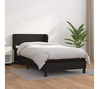 YunCangg Cama con somier con colchón de 90 x 190 cm de piel sintética negra con cabecero regulable en altura y colchón de muelles ensacados para un sueño reparador y una comodidad duradera