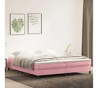 YunCangg Cama con somier con colchón de terciopelo rosa de 180 x 210 cm, cama doble con somier y colchón, cómodo marco de cama para un sueño reparador y un apoyo óptimo