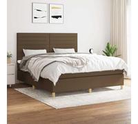 YunCangg Cama con somier con colchón y cabecero ajustable, color marrón oscuro, 180 x 200 cm, tejido 100% poliéster, duradero, cómodo para un sueño reparador y un apoyo óptimo