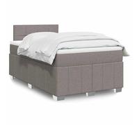 YunCangg Cama con somier con colchón y cabecero ajustable, color topo 120 x 200 cm, estructura de cama con somier y cómodo colchón de muelles ensacados para un sueño reparador