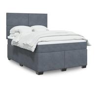 YunCangg Cama con somier con colchón y cabecero regulable en altura de terciopelo gris oscuro, 140 x 190 cm, incluye somier y cómodo cubrecolchón para un sueño reparador