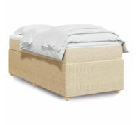 YunCangg Cama con somier con colchón y cubrecolchón, color crema, 90 x 190 cm, estructura de cama con somier, pies estables, comodidad para dormir cómodo para noches de descanso