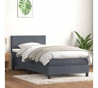 YunCangg Cama con somier con colchón y funda de terciopelo, color gris oscuro, 80 x 220 cm, con cabecero de altura regulable y somier de láminas para un sueño cómodo y un apoyo óptimo