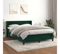 YunCangg Cama con somier con funda de terciopelo, color verde oscuro, 140 x 200 cm, incluye colchón de muelles ensacados y cabecero ajustable para un sueño cómodo y noches relajadas