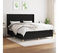 YunCangg Cama con somier de tela negra, 160 x 200 cm, con colchón de muelles ensacados individuales, cabecero ajustable, marco duradero, sistema de sueño cómodo para un sueño reparador