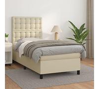 YunCangg - Cama con somier tapizado, funda de piel sintética de 80 x 200 cm, con colchón de muelles ensacados y cabecero ajustable para un sueño reparador y una comodidad duradera