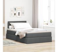 YunCangg Cama de almacenamiento con colchón y marco de metal gris oscuro 120 x 200 cm, cabecero de poliéster, elevador hidráulico, amplio espacio de almacenamiento, diseño moderno para dormitorio