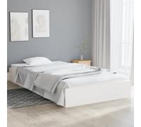 YunCangg Cama de madera maciza blanca 100 x 200 cm, marco de cama de pino resistente con listones de madera contrachapada, marco individual para colchón, muebles de dormitorio que ahorra espacio