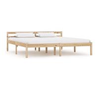 YunCangg Cama de madera maciza de pino, 180 x 200 cm, marco de madera natural con listones de madera contrachapada, estructura de cama estable sin colchón, muebles de dormitorio modernos, ahorra