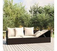 YunCangg Cama de salón para exteriores marrón con cojín, polirratán, tumbona de jardín ajustable con respaldo, resistente a la intemperie, diseño para balcón, terraza, piscina, ergonómica y plegable