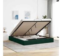 YunCangg Cama otomana sin colchón, color verde oscuro, 160 x 200 cm, terciopelo con espacio de almacenamiento, estructura de metal, mecanismo de elevación hidráulica, cama de plataforma, marco de cama