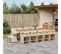 YunCangg Conjunto de comedor de jardín con cojines de ratán de polirratán de color beige, resistente a la intemperie, juego de muebles con mesa, silla, sillón y taburete, plegable y ahorra espacio