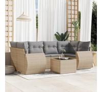 YunCangg Conjunto de sofás de jardín beige con cojines de ratán sintético, resistente a la intemperie, polirratán, para terraza, balcón y jardín de invierno, incluye mesa y espacio de almacenamiento