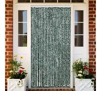 YunCangg Cortina antimoscas verde y blanco, 118 x 220 cm, chenilla, con ganchos, silenciosa y fácil de limpiar, para balcón, terraza, casa y caravana