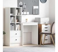 YunCangg Escritorio blanco 60 x 40 x 76 cm compacto para ordenador de madera con estante estable, ahorra espacio para oficina, oficina en casa, estudio y habitación infantil, ergonómico y duradero