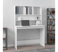 YunCangg Escritorio con estante, color blanco, 102 x 45 x 148 cm, material de madera, compacto, con espacio de almacenamiento, para oficina, oficina, habitación infantil, ergonómico, ahorra espacio