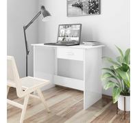 YunCangg Escritorio de color blanco brillante, 100 × 50 × 76 cm, material de madera con cajón, ahorra espacio para oficina, oficina en casa, estudio, habitación infantil, ergonómico y fácil de limpiar