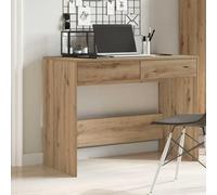 YunCangg Escritorio de madera de roble Artisan, 101 x 50 x 76,5 cm, con cajón, espacio de almacenamiento, ergonómico, para oficina, oficina, estudio, habitación infantil
